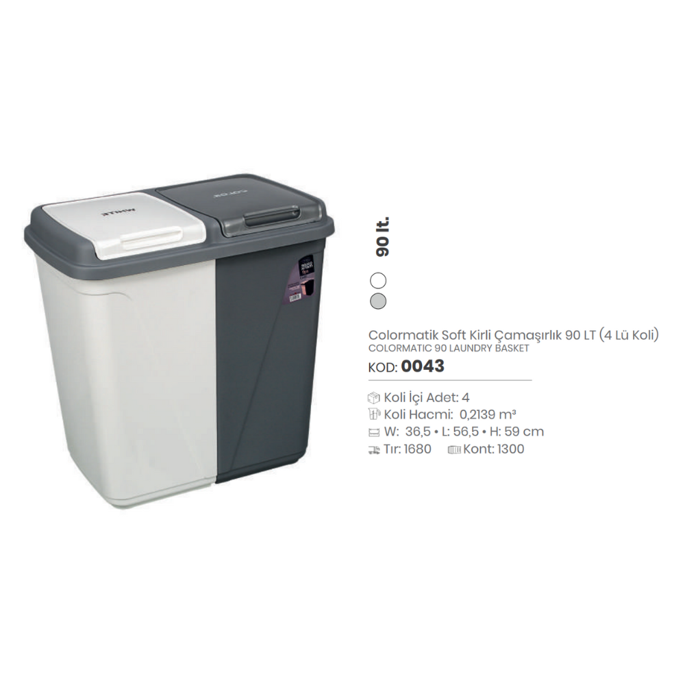 COLORMATIC 90 LT LAUNDRY BASKET