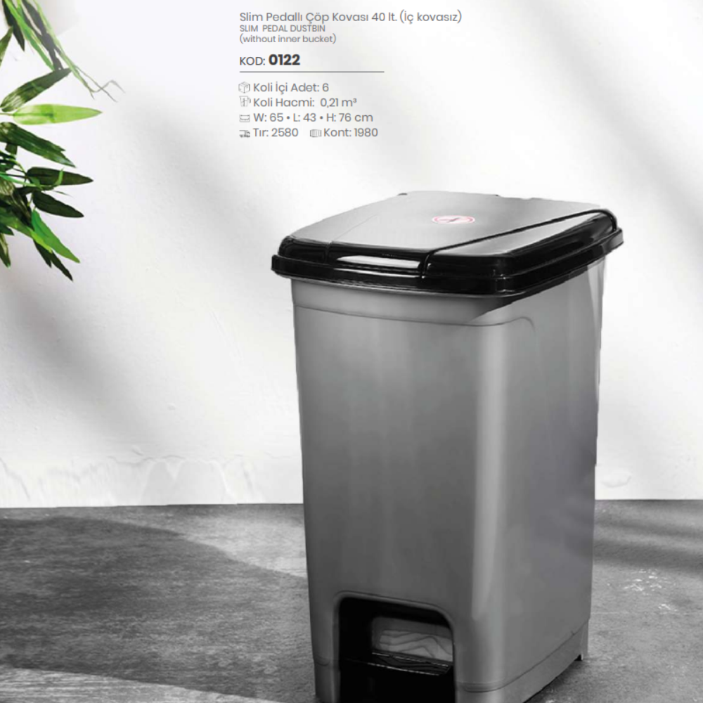 40 Lt.SLIM PEDAL DUSTBIN WITHOUT A INNER BUCKET