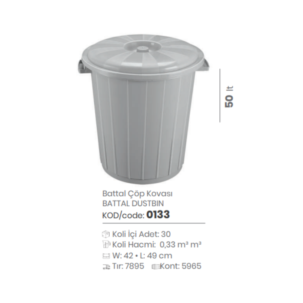 BATTAL DUSTBIN 50 LT