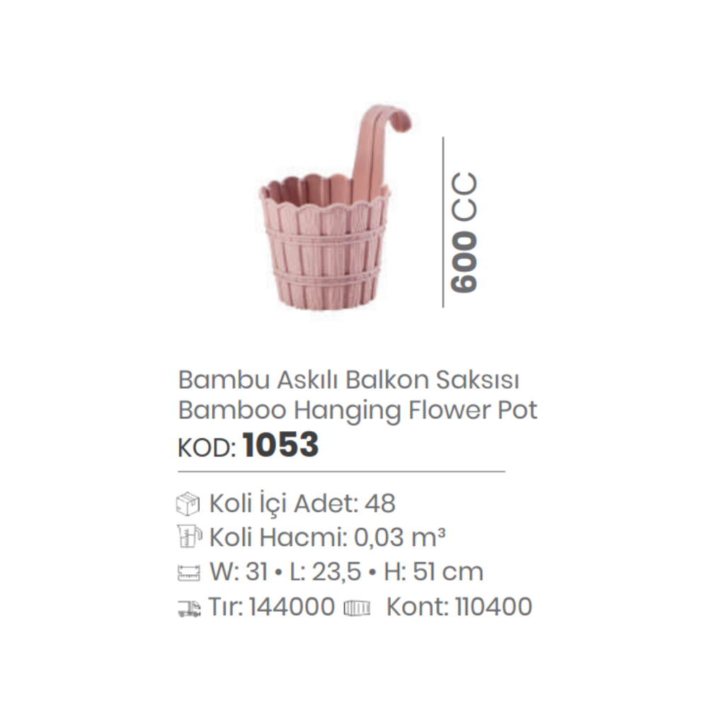 600 CC BAMBOO HANGING FLOWER POT