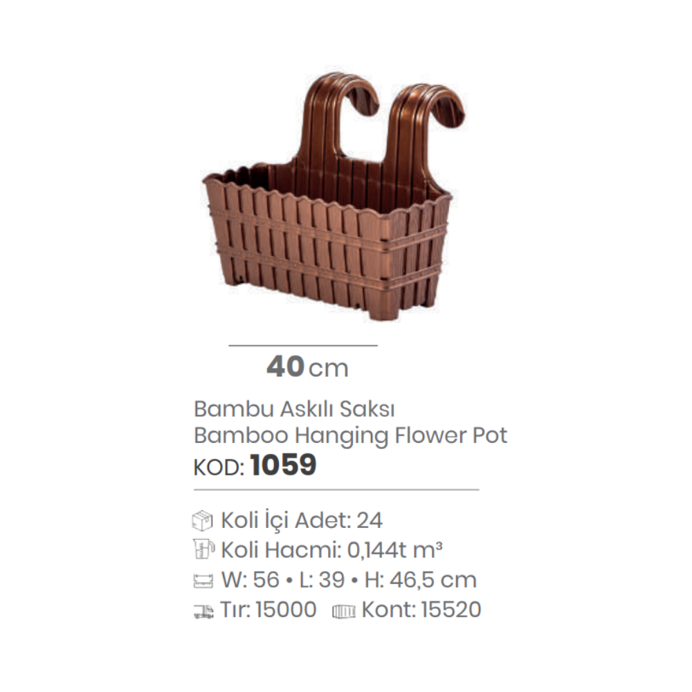 40 CM BAMBOO HANGING FLOWER POT