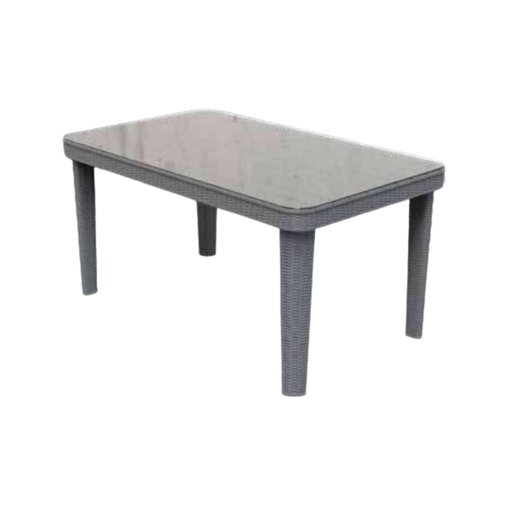 90*150 ELEGANT RADDAN GLASS TABLE