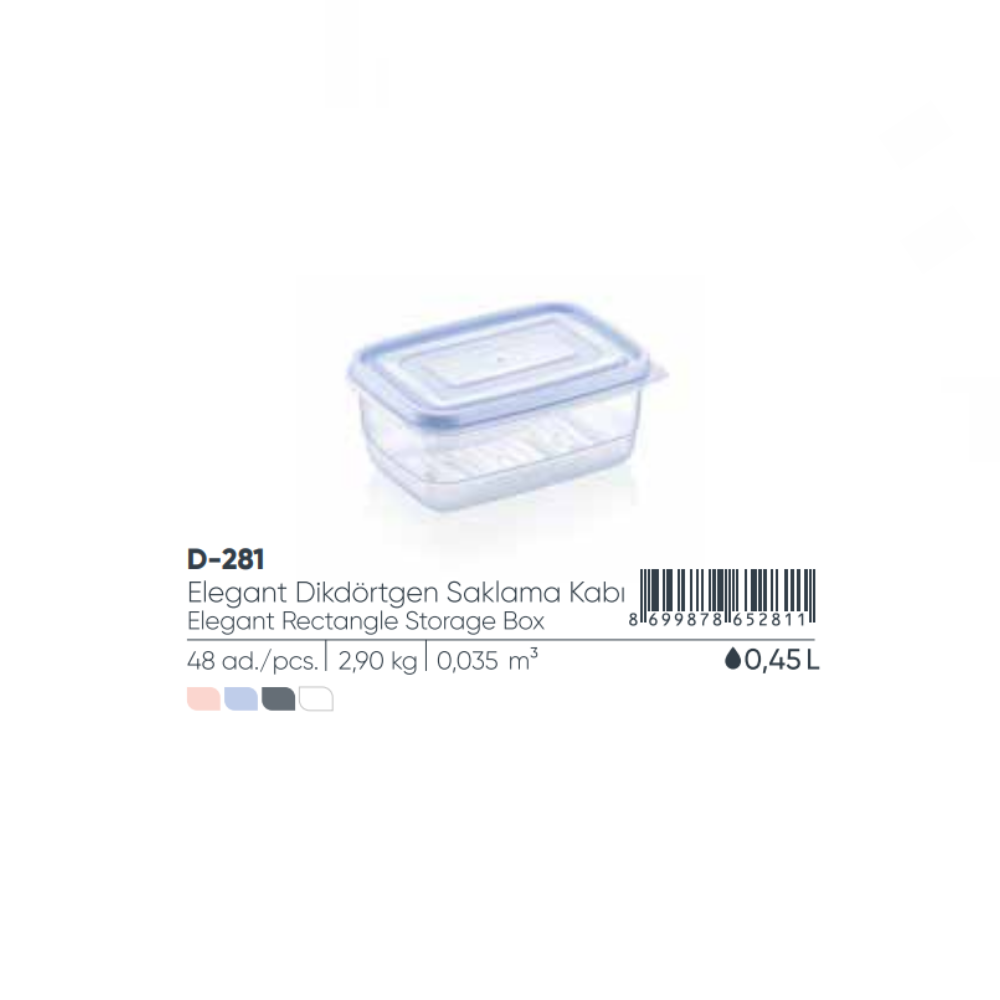 ELEGANT RECTANGULAR STORAGE BOX 450 ml