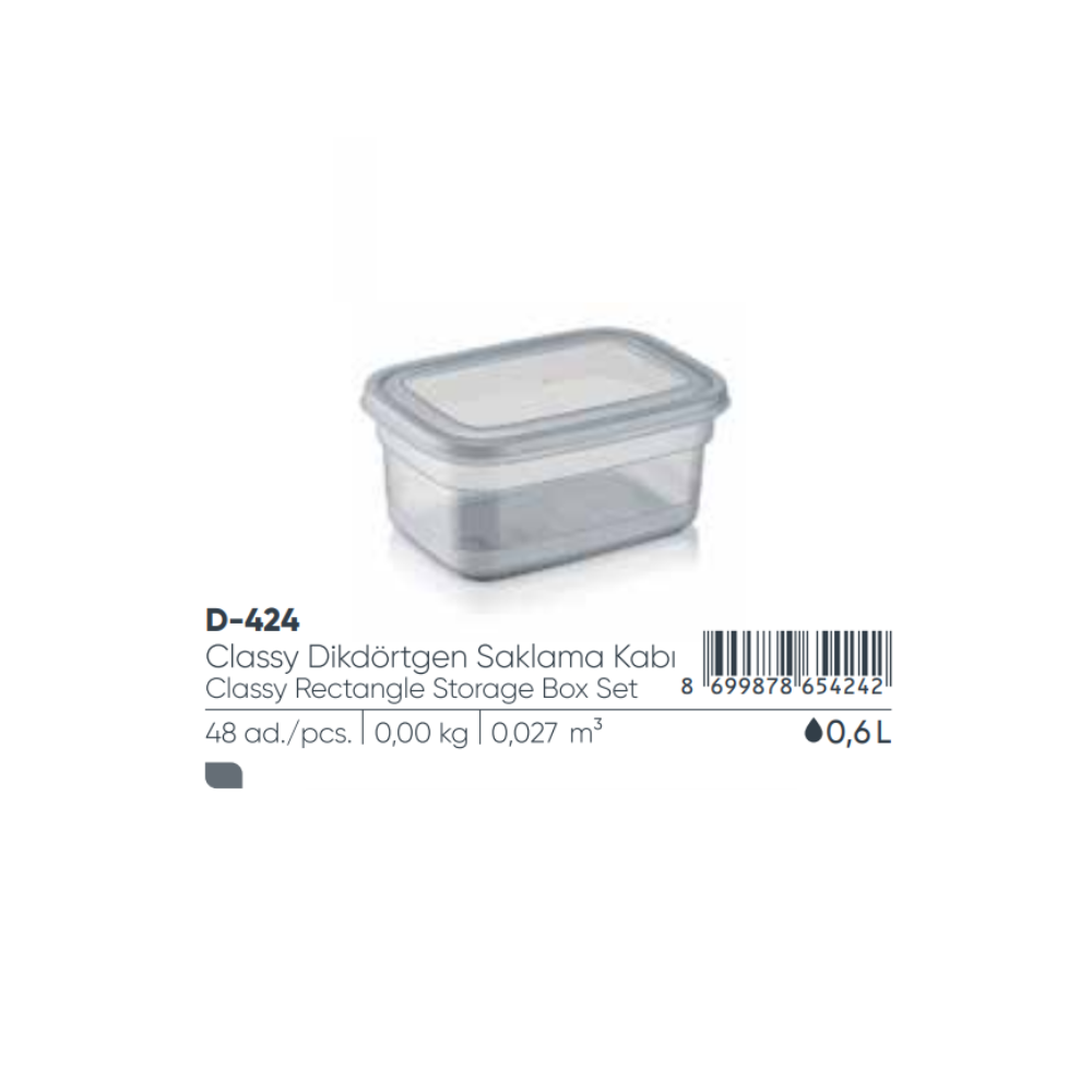 CLASSY RECTANGLE STORAGE BOX 0.6 LT