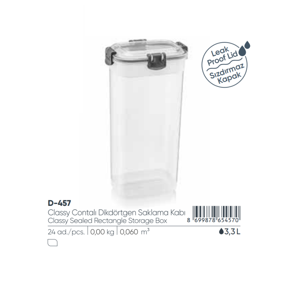 CLASSY SEALED RECTANGLE STORAGE BOX 3.3LT