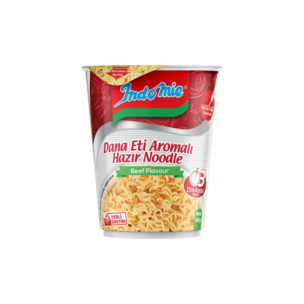 INDOMIE NOODLE CUP BEEF FLAVOUR 60 GR