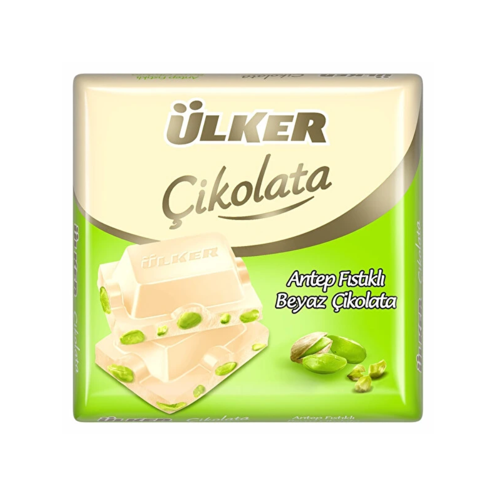 ÜLKER WHOLE PISTACHIO SQUARE WHITE CHOCOLATE 65 GR