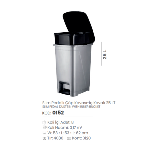 25 Lt. SLIM PEDAL DUSTBIN WITH INNER BUCKET