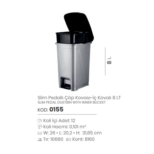 8 Lt. SLIM PEDAL DUSTBIN WITH INNER BUCKET