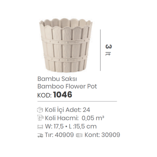 BAMBOO FLOWERPOT 3 LT