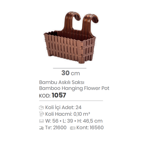 30 CM BAMBOO HANGING FLOWER POT