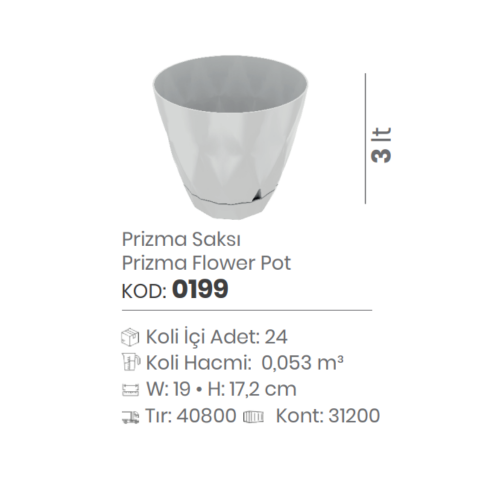 3 LT PRIZMA FLOWERPOT