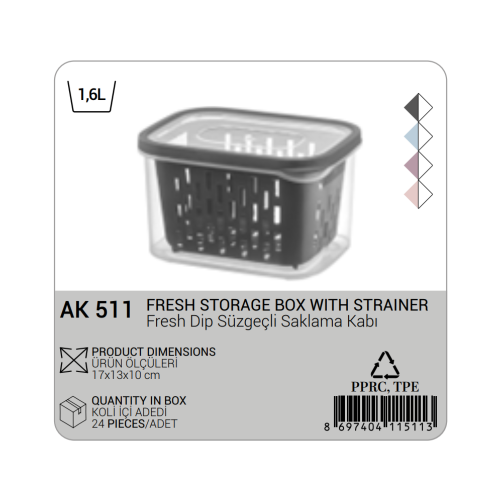 FRESH STORAGE BOX WITH STRAINER (1.6 LT)