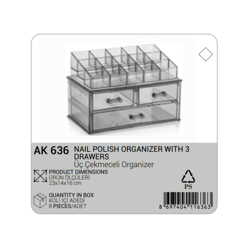 LACQUER ORGANIZER SET WITH 3 DRAWERS