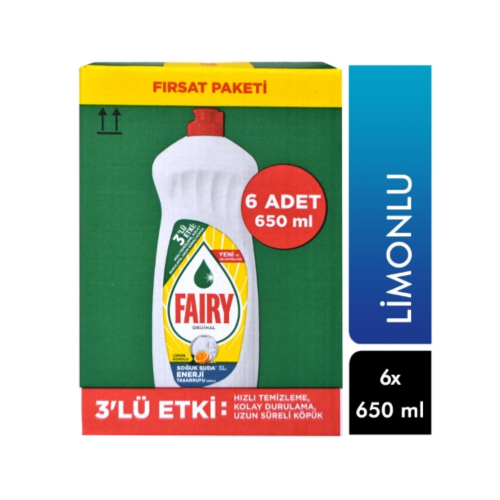 FAIRY LIQUID DISHWASHING DETERGENT 6X650 ML LEMON