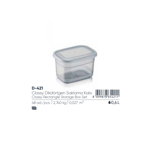 CLASSY RECTANGULAR STORAGE BOX 0,6 LT