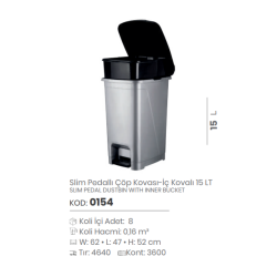 15 Lt. SLIM PEDAL DUSTBIN WITH INNER BUCKET